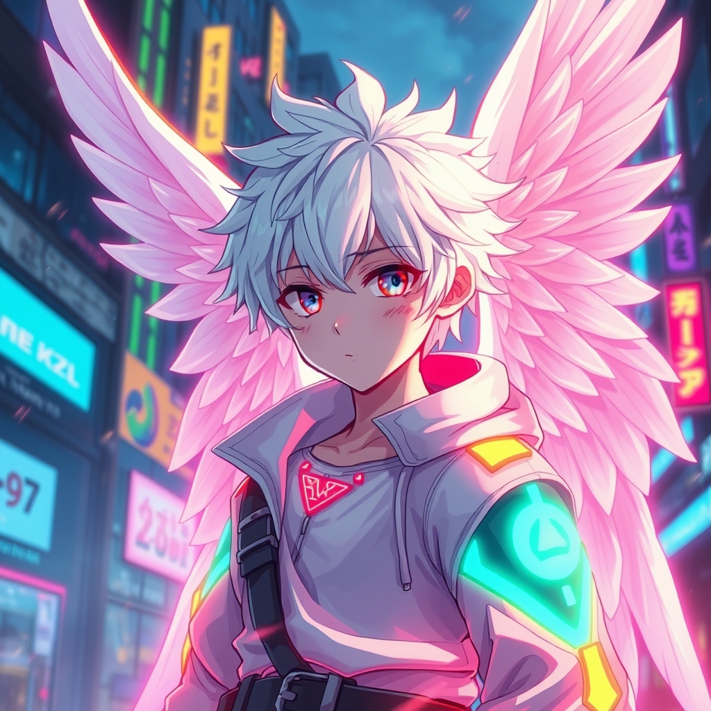 عکس یک فرشته سفید پسر در انیمه19