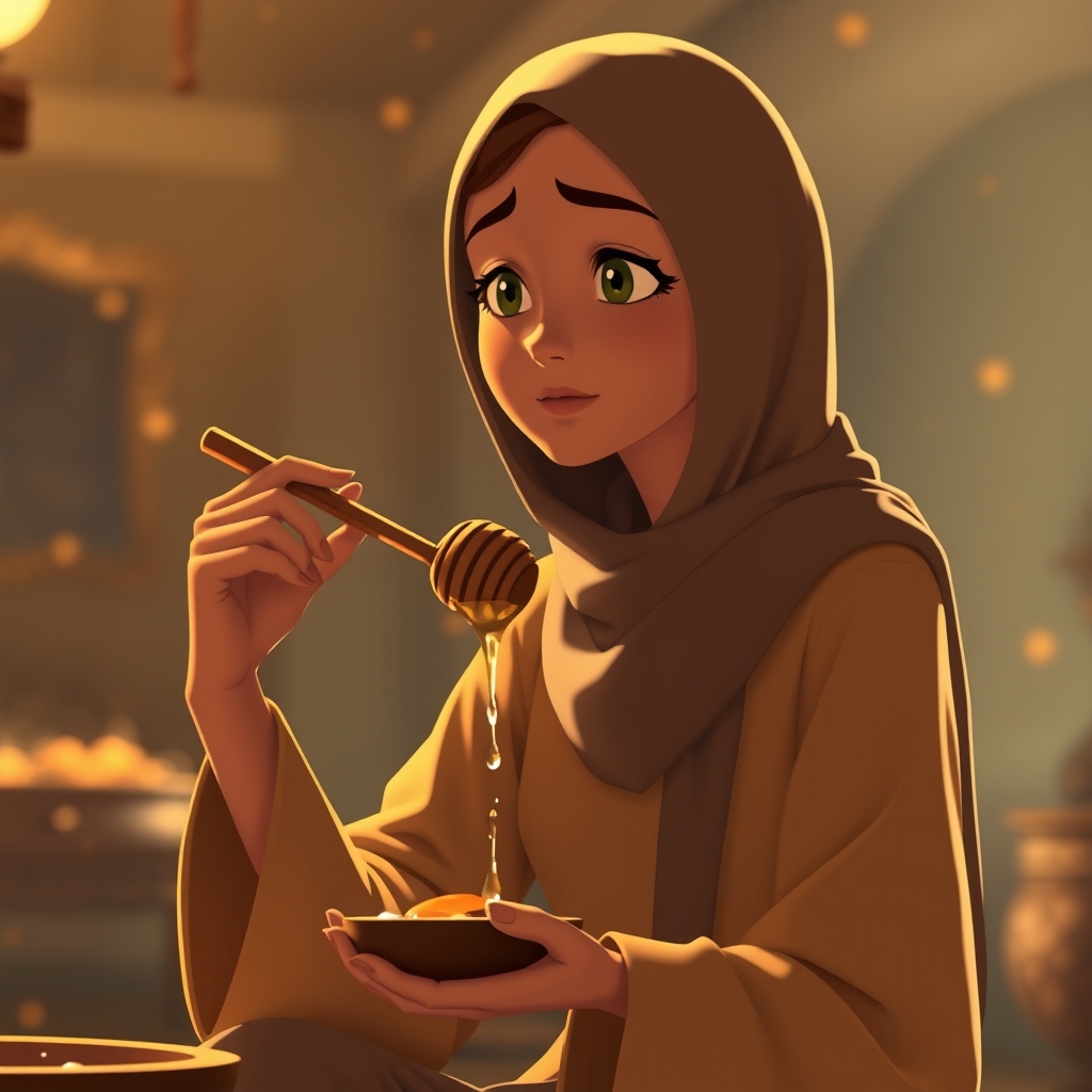 کلیپ متحرک یک خانوم خوش اندام که داره عسل میخوره15