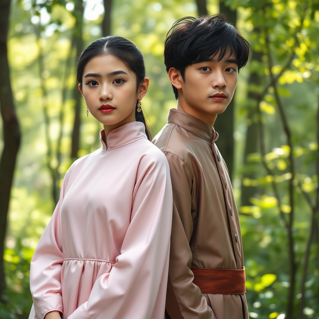 دختری۱۹ساله باپسر ۲۱ساله که زیباترین پسر است
با لباس اشرافی صورتی ملایم در جنگل ولب سرخ گونه سرخ که زیباترین دختر جهان است3