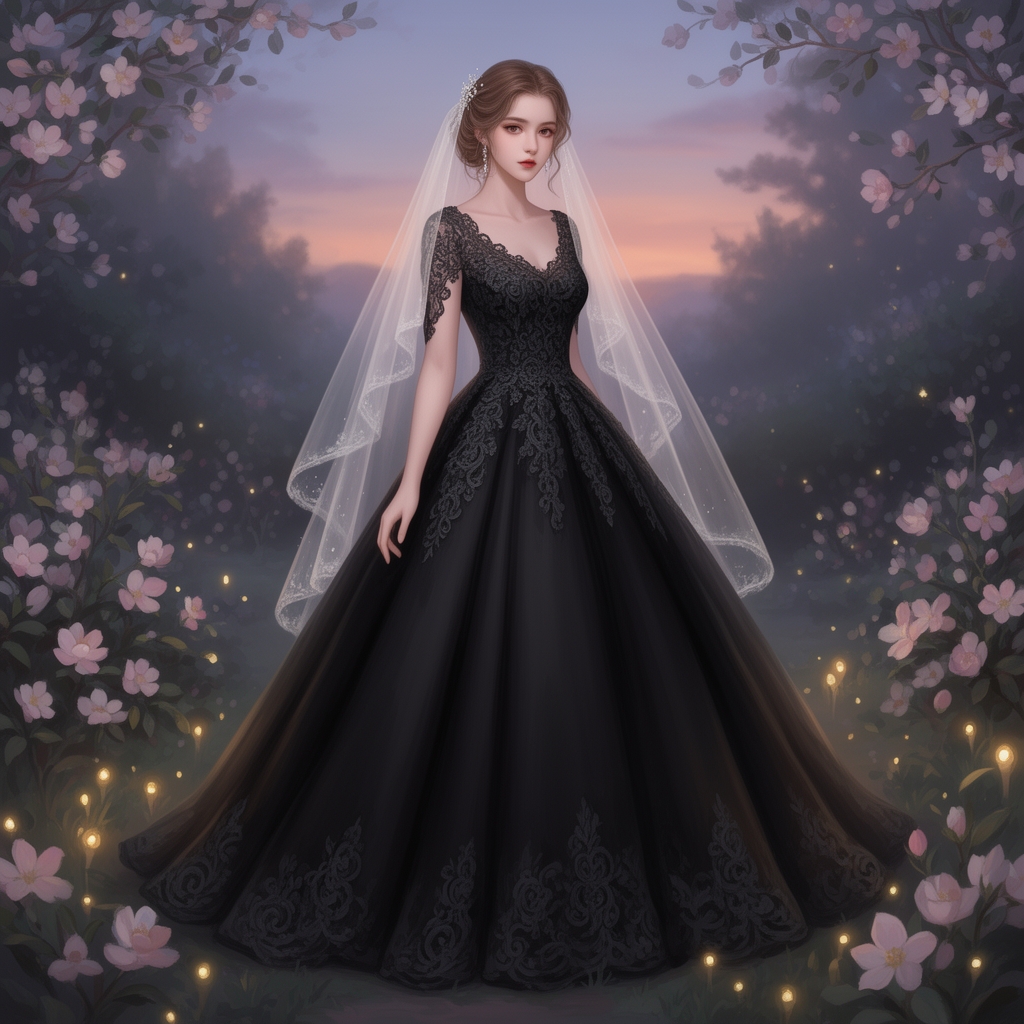 دختری خوشگل زیبا با لباس عروس سیاه 4