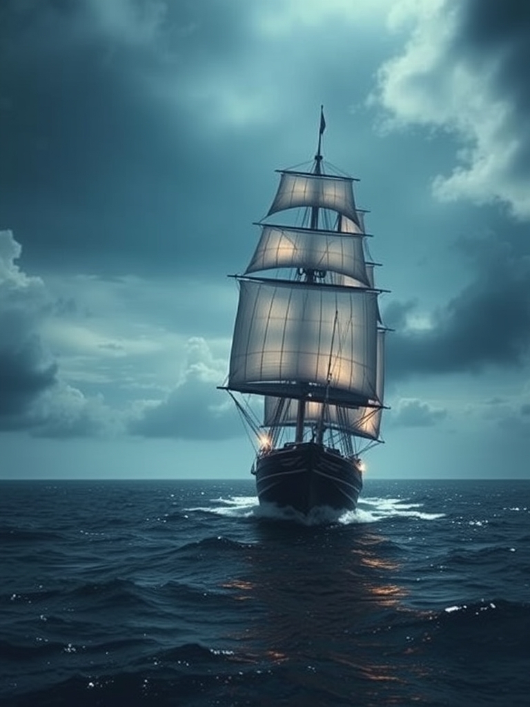 برافراشتن بادبان های کشتی در دریا.20