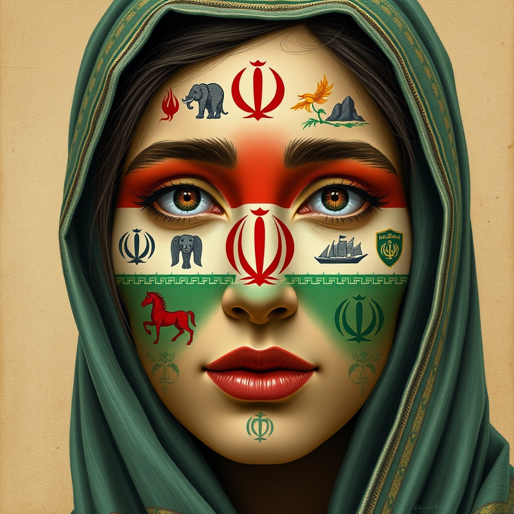 یک زن ایرانی باشه که هر طرف از صورتش نشانه یک استان و یک هنر هر استان باشه5