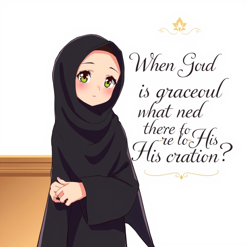 ی دختر چادری زیبا که چادر جده پوشیده و کنار عکسش با یه خط قشنگ نوشته
تا خدا بنده نواز است به خلقش چه نیاز 
لطفاً همه رو به انگلیسی بنویس 6