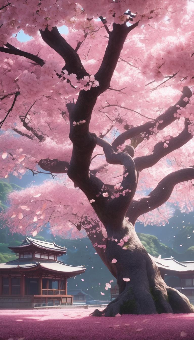 درخت ساکورا که در حال ریختن برگ هایش است3