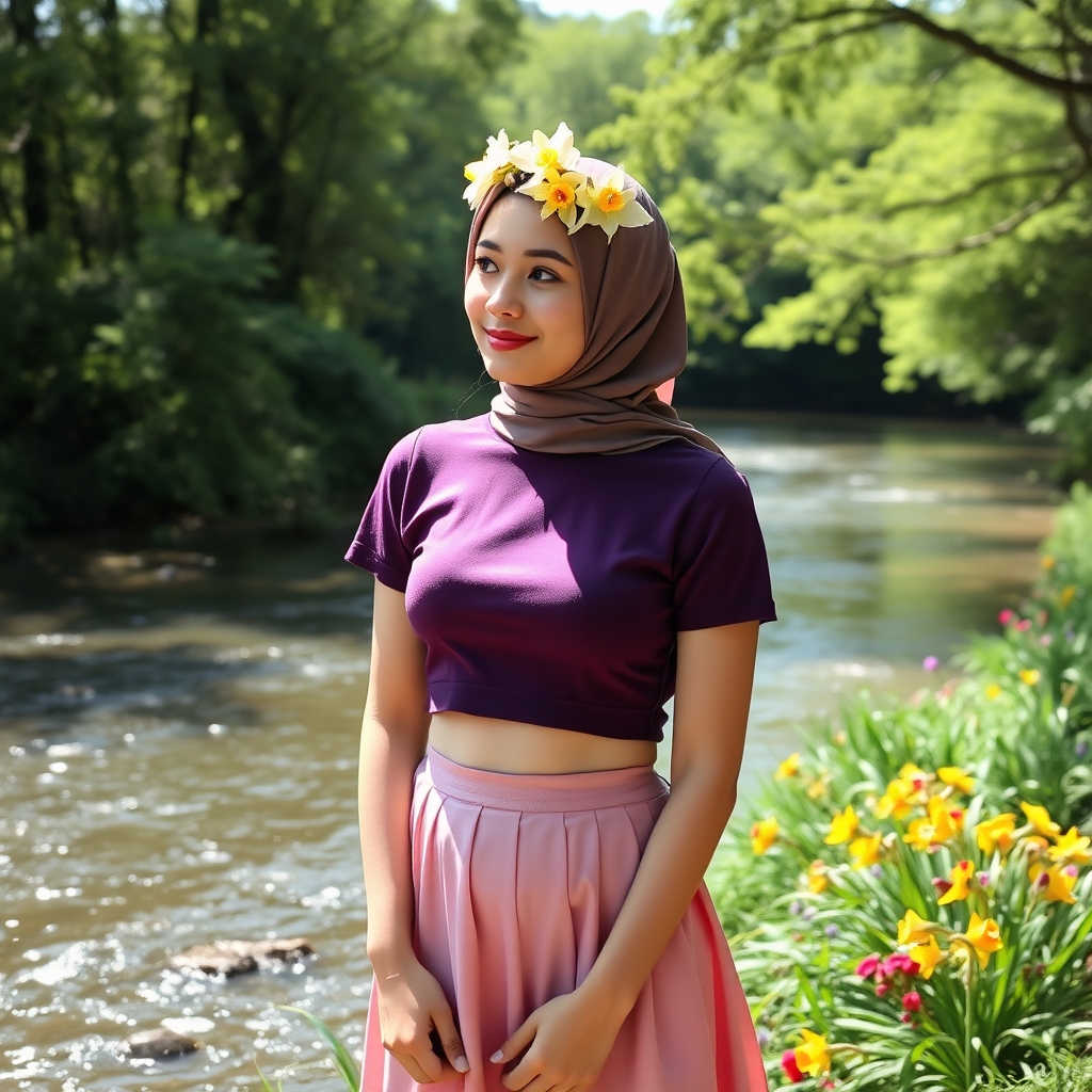 یه رود خونه صورتی دامن کراپ بنفش گل 💐 نرگس 6