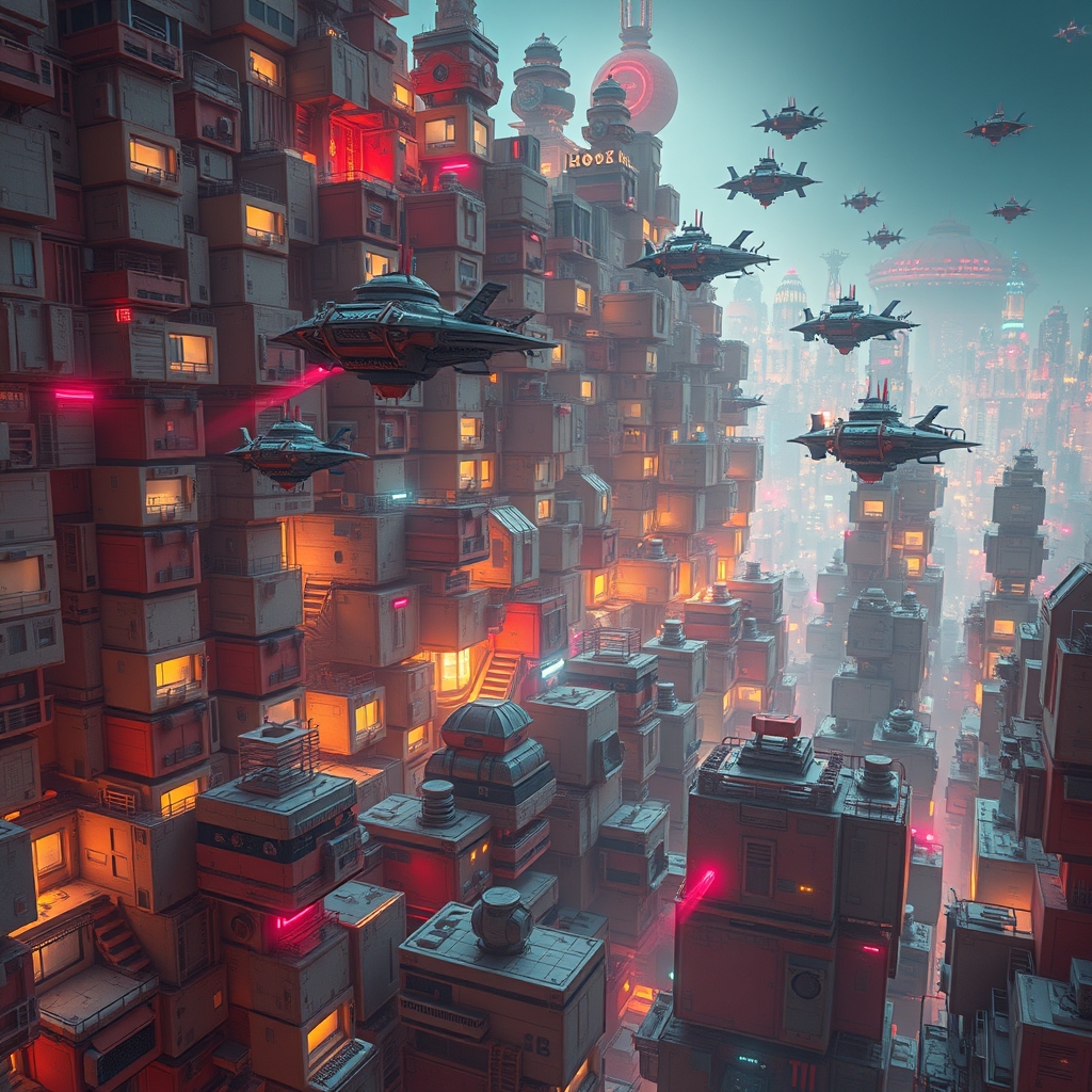 ۱۰۰۰ ساختمان مکعب مکعبی روی هم بساز با تم فضایی و سفینه های عجیب13