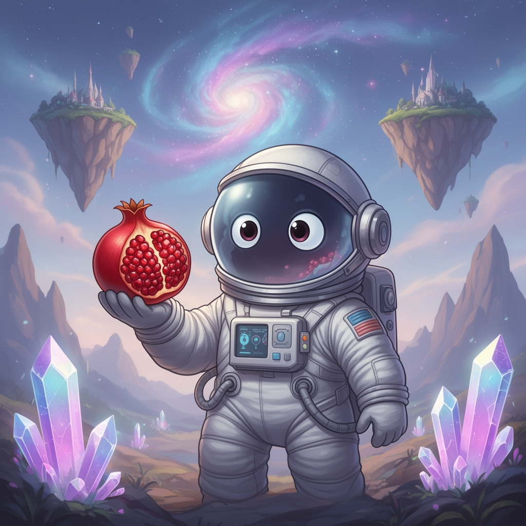 تصویری از فضانوردی که انار در دست دارد کارتونی گوگولی 5