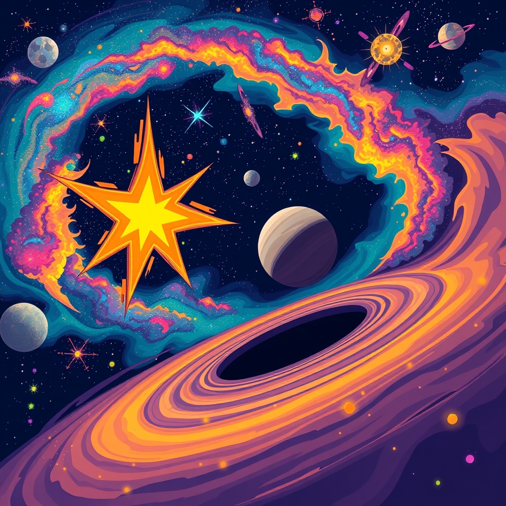 عکس ستاره و سیاره و کهکشان و سیاه چاله در یک تصویر 6