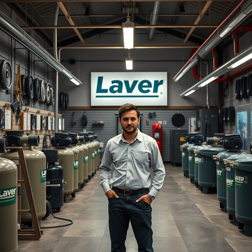 یک فروشگاه کمپرسور باد فروشی با برند laver4