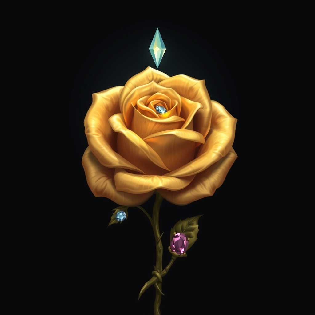 گل رز طلایی و نگین دار در صفحه تیره8