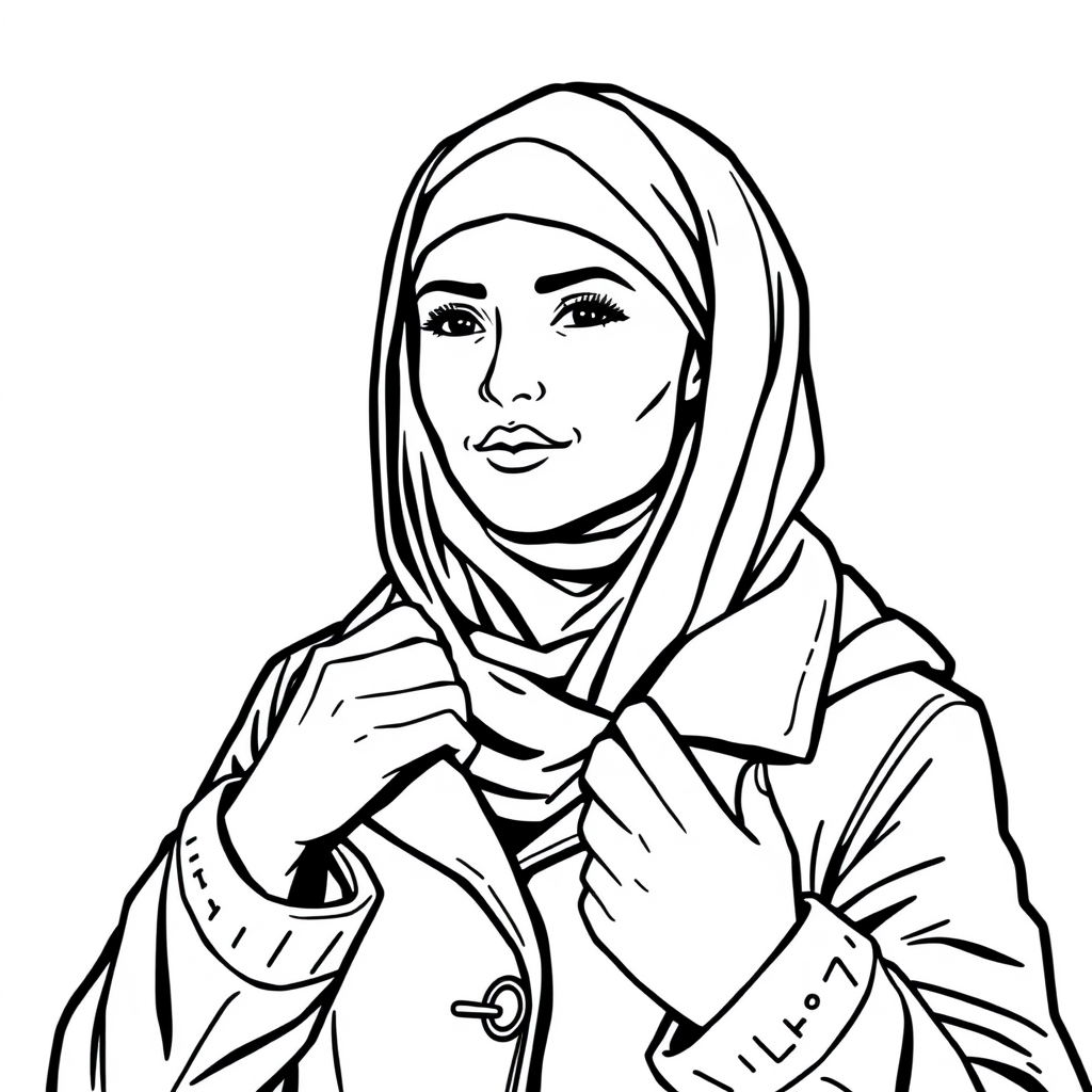 یک زن که در حال پوشیدن کتش است5