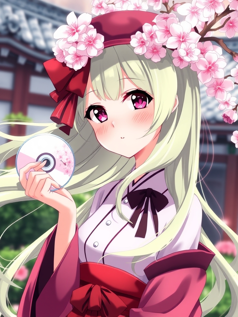 یک دختر زیبا با پوست سفید و لب های گوشتی قرمز،بینی کوچک و مژه های بلند،موهای سبز پاستیلی براق که تا زاندهایش است و در هوا پریشان است،در دستش سیدی از شکوفه گیلاس دارد و در باغ قصر است🧜🏻‍♀️👗🩵🪽🌈🌹21