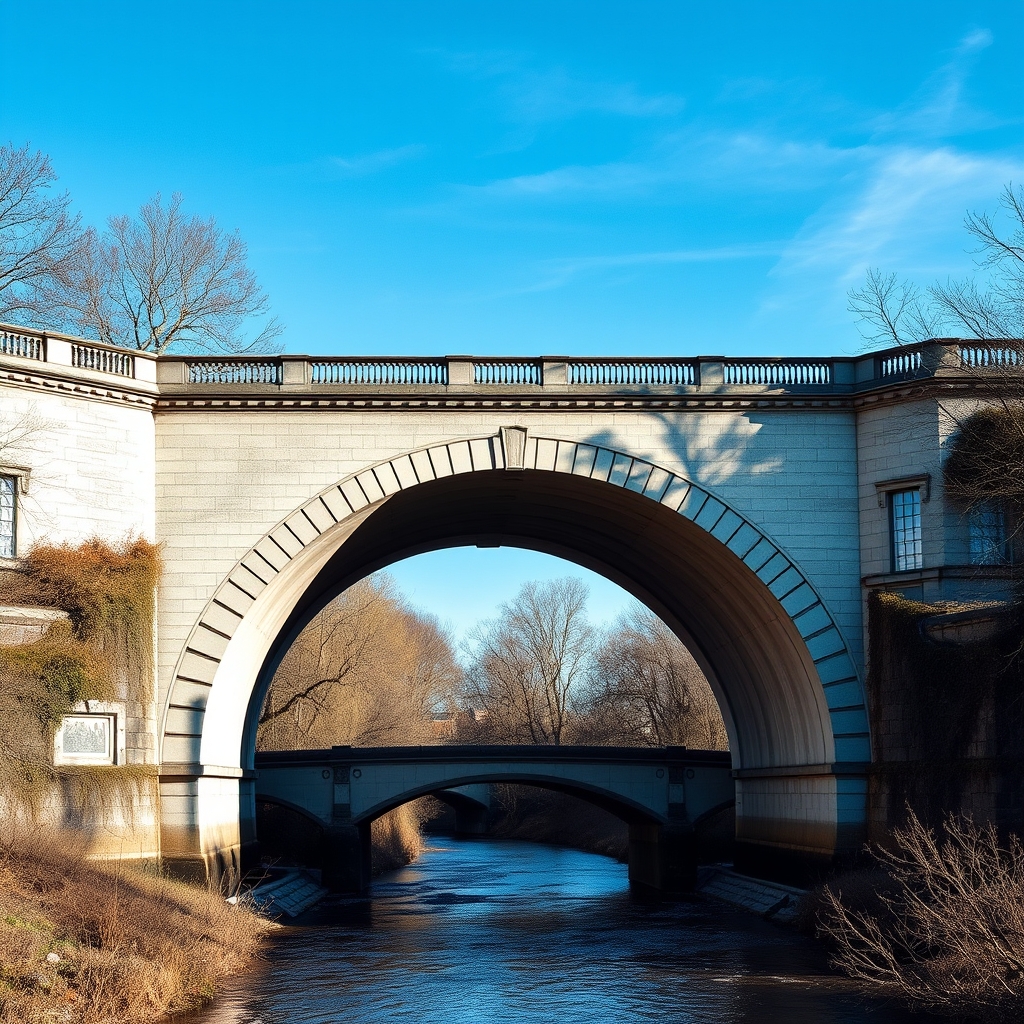 اسمان ابی و یک پل هلالی  زیر پل رودخانه 4