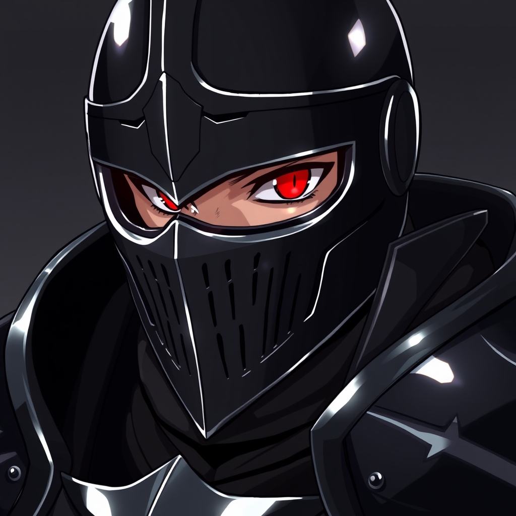 شوالیه ای با زره سیاه کامل که از کلاه خود خود 2 چشمان قرمز نمایان است 22