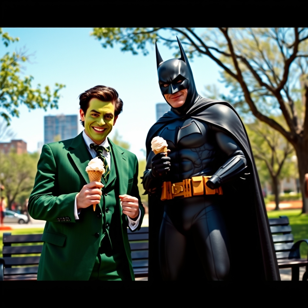 جیم کری (فیلم ماسک) و بتمن درحال بستنی خوردن13