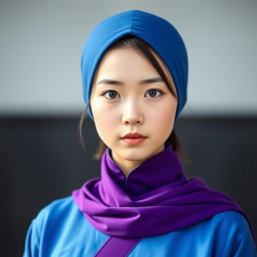 یه دختر کره ای بالباس آبی وبنفش بسیار زیبا وبا چشمهای آبی5