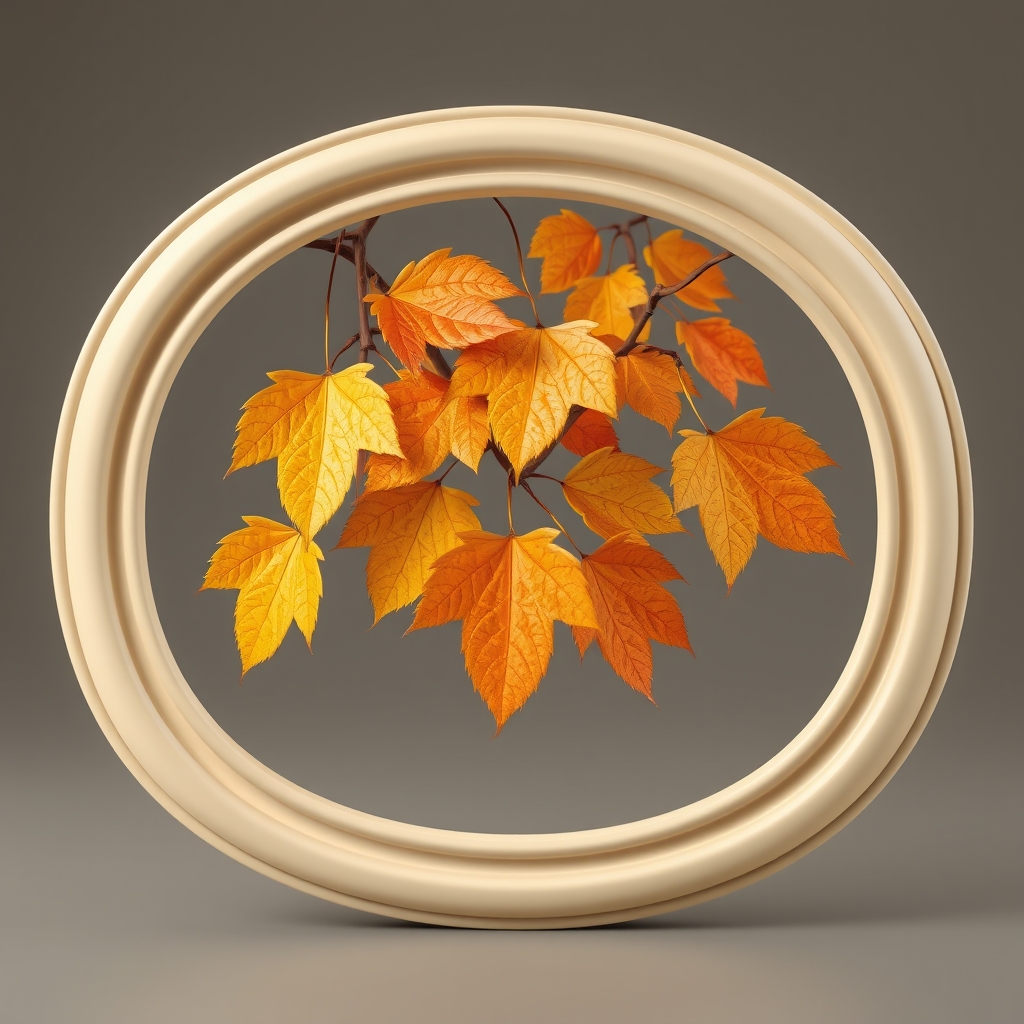 عکس برگهای پاییزی دور قاب عکس لوزی 3