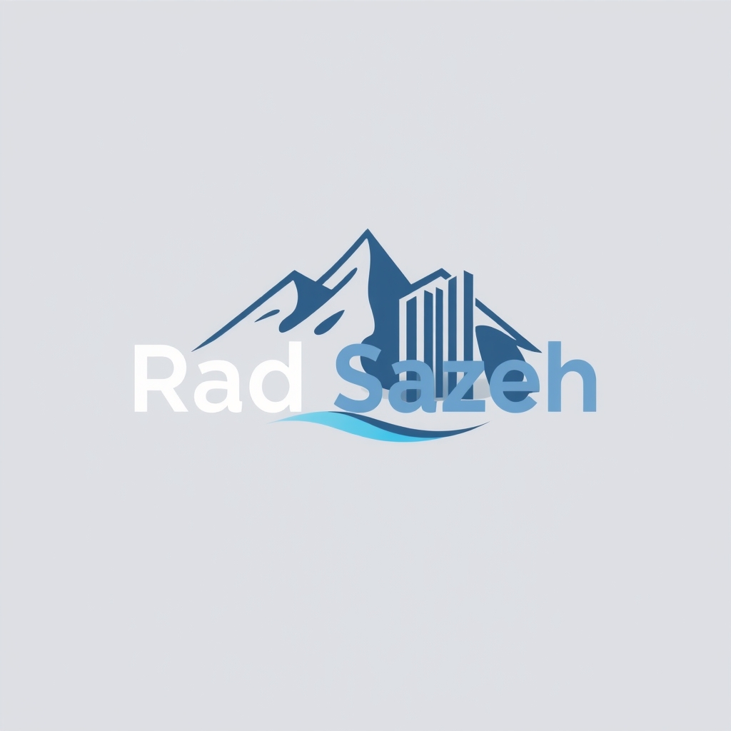یک لوگو در مورد یک‌شرکت متخصص اجرای عایقهای رطوبتی و کفپوشهایصنعتی با نام راد سازه داخل لوگو از نماد آب و کوه و ساختمان استفاده کن و 1