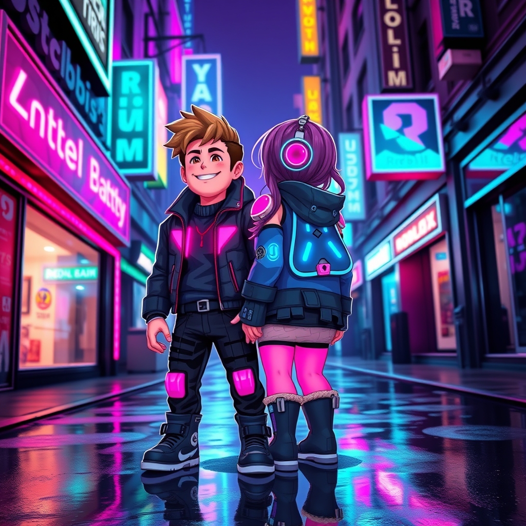 یک اسکین روبلاکس که درحال لبخند زدن است و دوستش کنار او ایستاده و درحال نگاه کردن به پشت او است 4