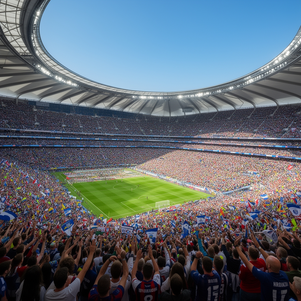 یک ورزشگاه که ۱۰۰۰۰۰ نفر تماشا گر دارد.5