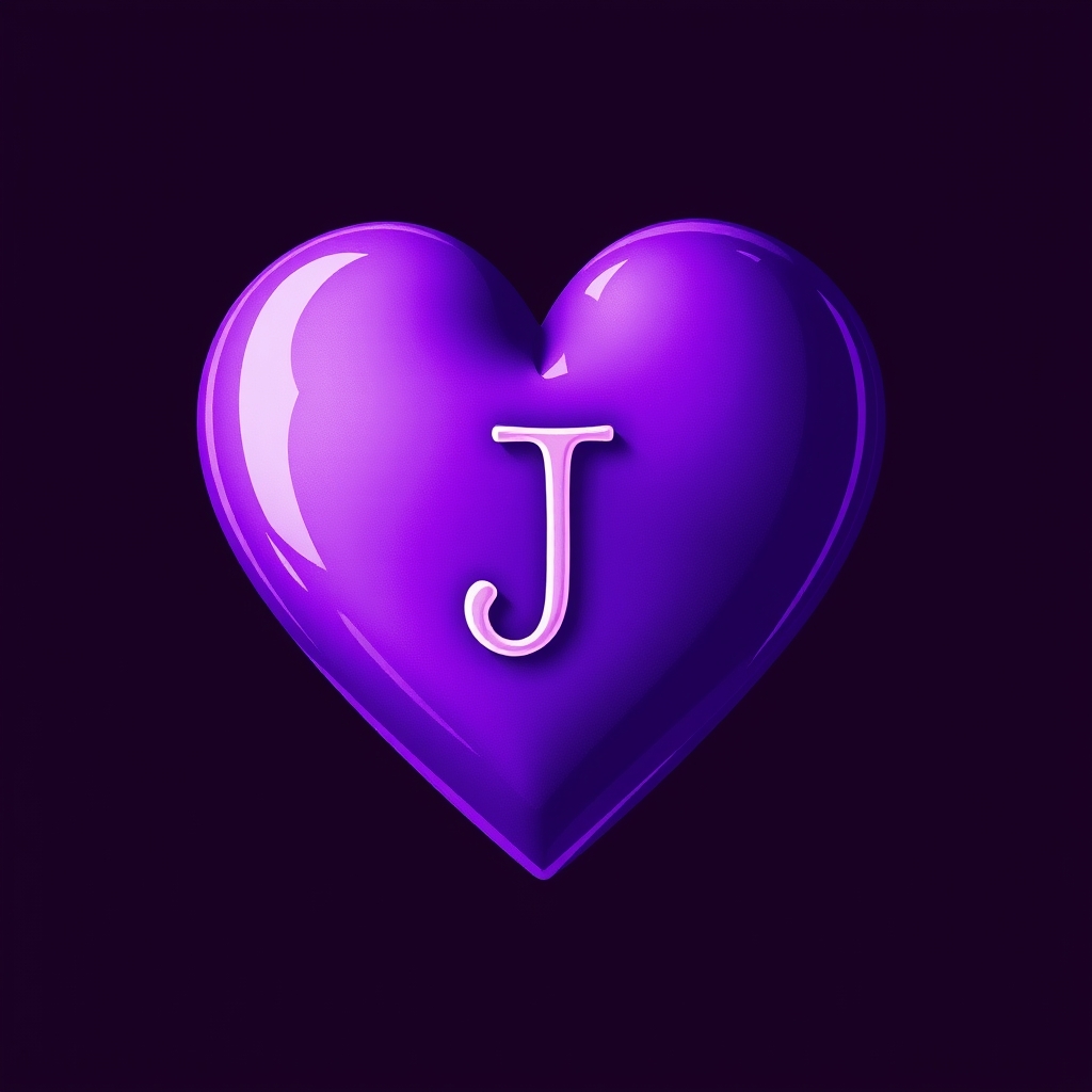 یه قلب بنفش که وسط آن حرف j قرار دارد 0