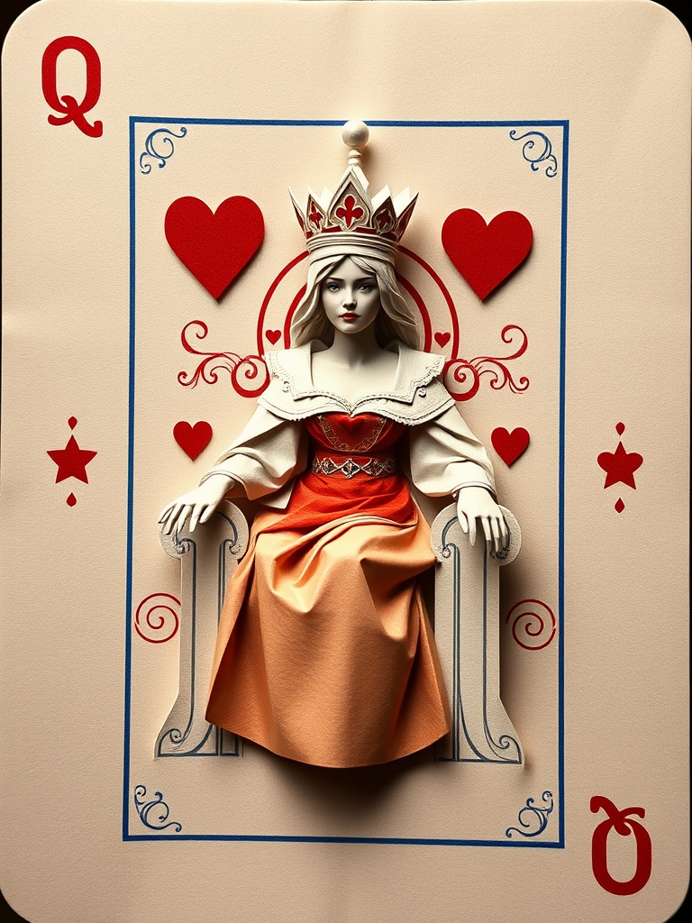 Queen of hert card in card game, original card, classic game3