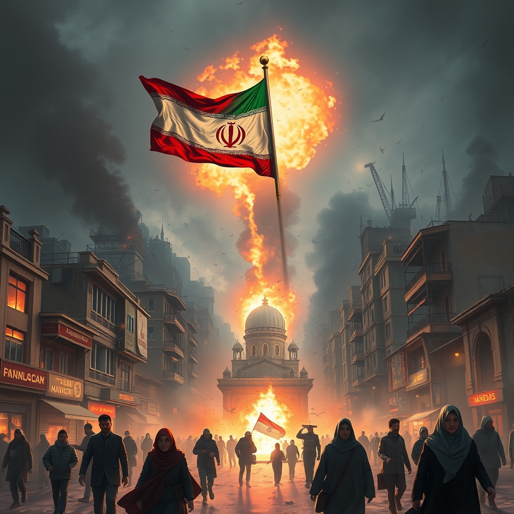 تهراندربمبباران که پرچم ایران درآن لحظه به اهتزاز درآمده 10