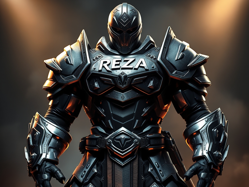 یک زره خفن شبیه سابزیرو که تنش نوشته Reza3