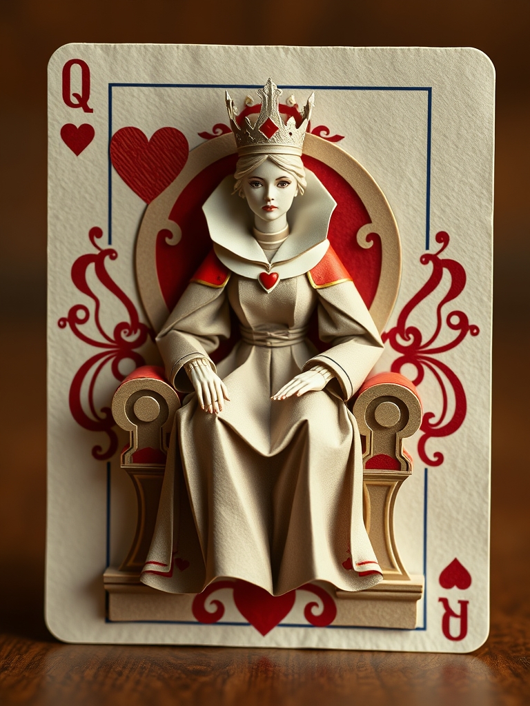 Queen of hert card in card game, original card, classic game0