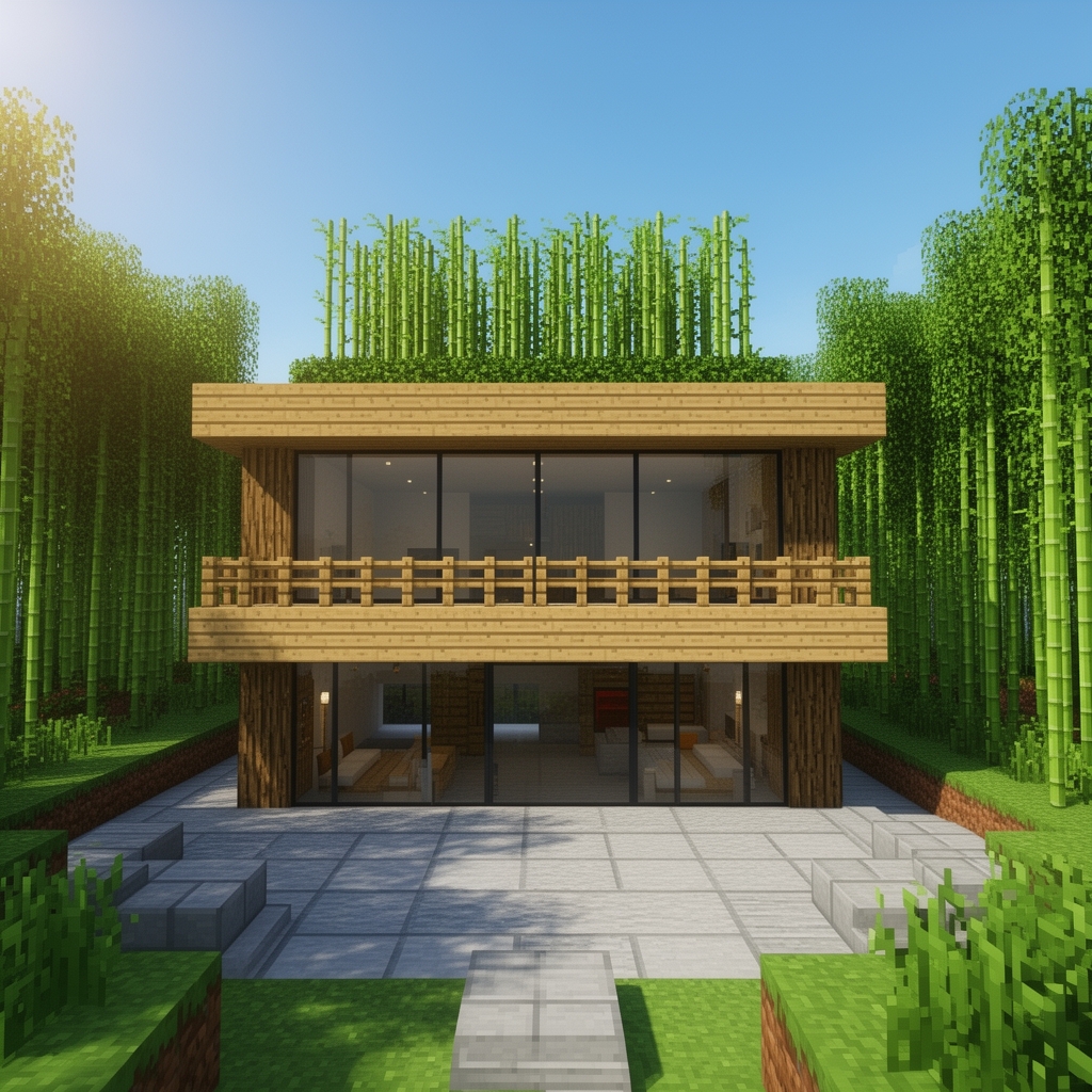 modern base build with bamboo   in minecraft 5