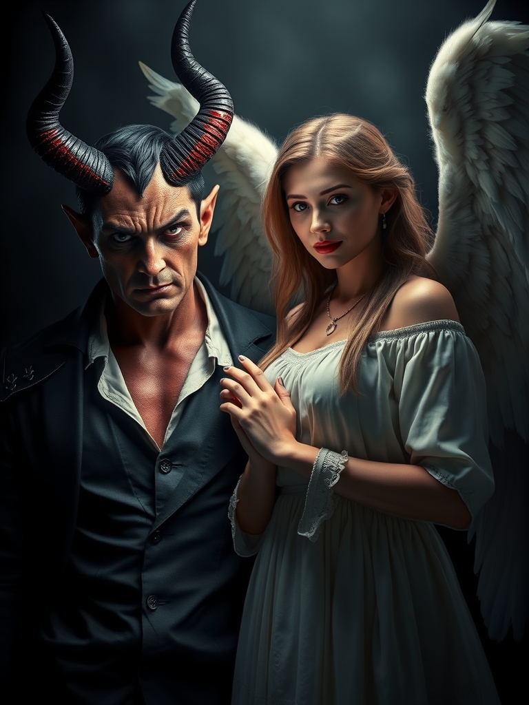 شیطان خیلی قشنگ جذاب وترسناک درون تاریکی 
با یک فرشته خیلی زیبا16