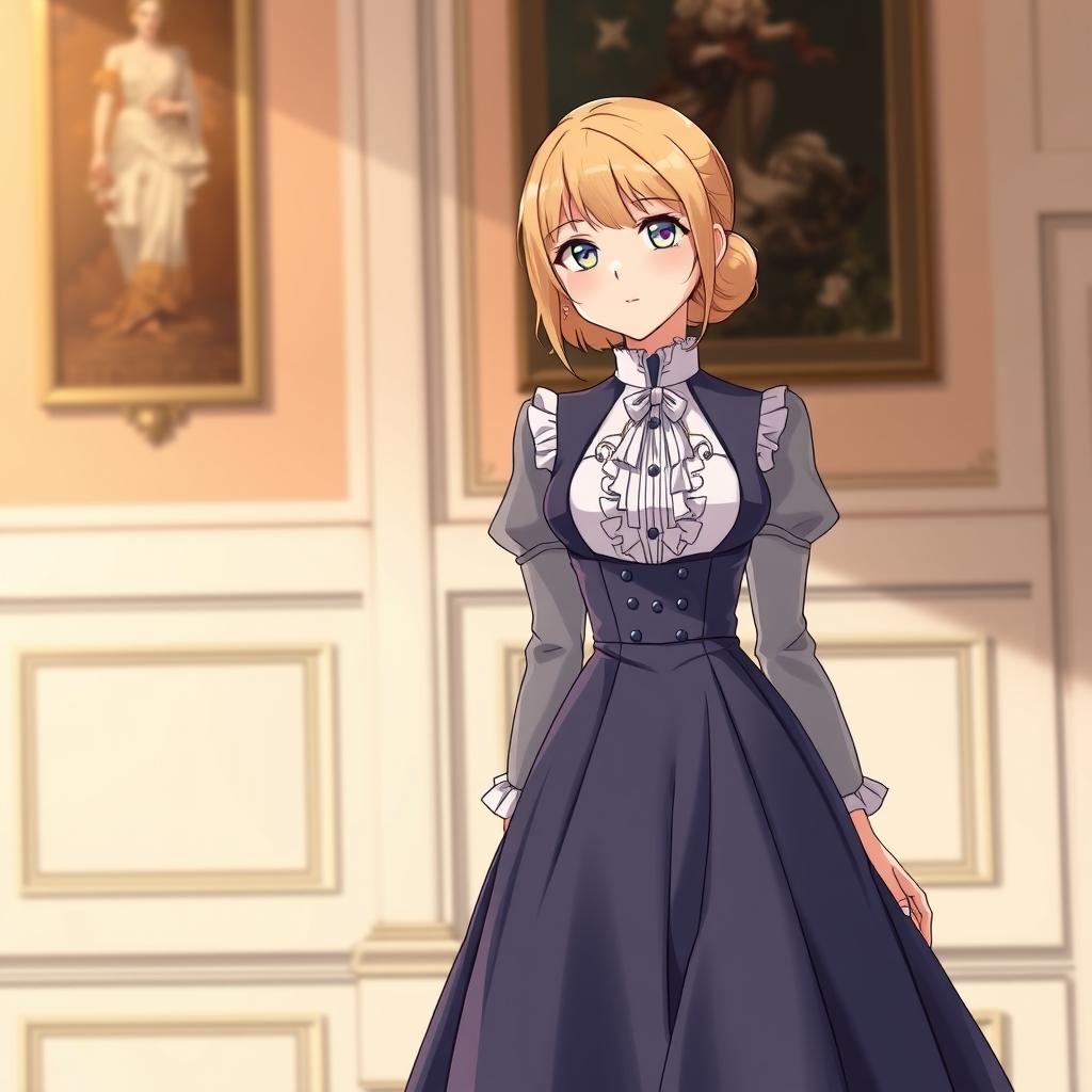 زیبا ترین دختر که زیباترین لباس کلاسیک فرانسوی را پوشیده اس با موهای زرد4