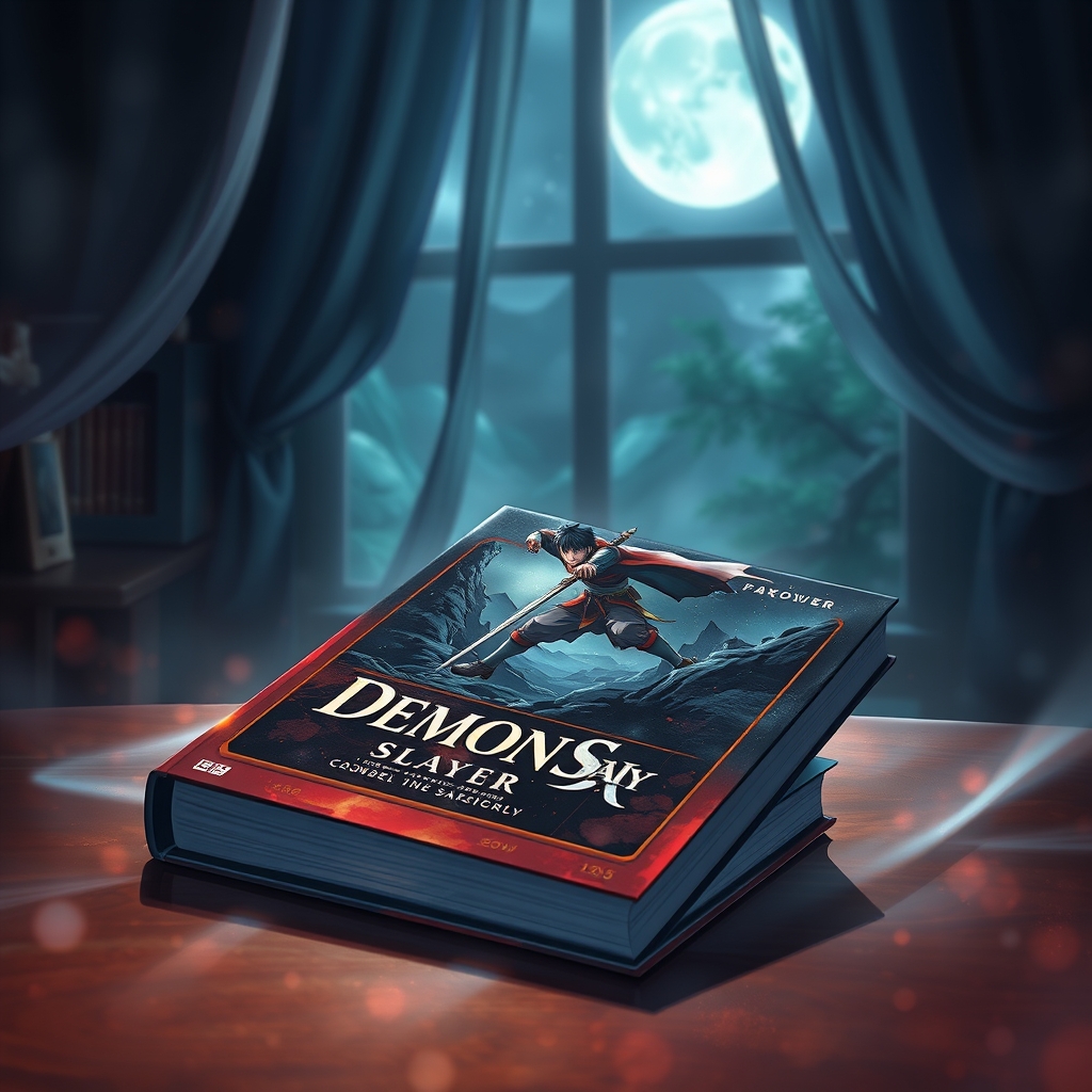 یه کتاب که روی میز است و اسم کتاب شیطان کش هستش رمان ژاپنی17