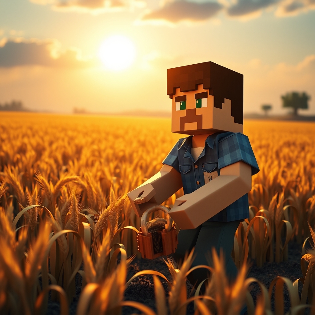 استیو ماینکرفت دارد کشاورزی می کند وگندم می کارد22