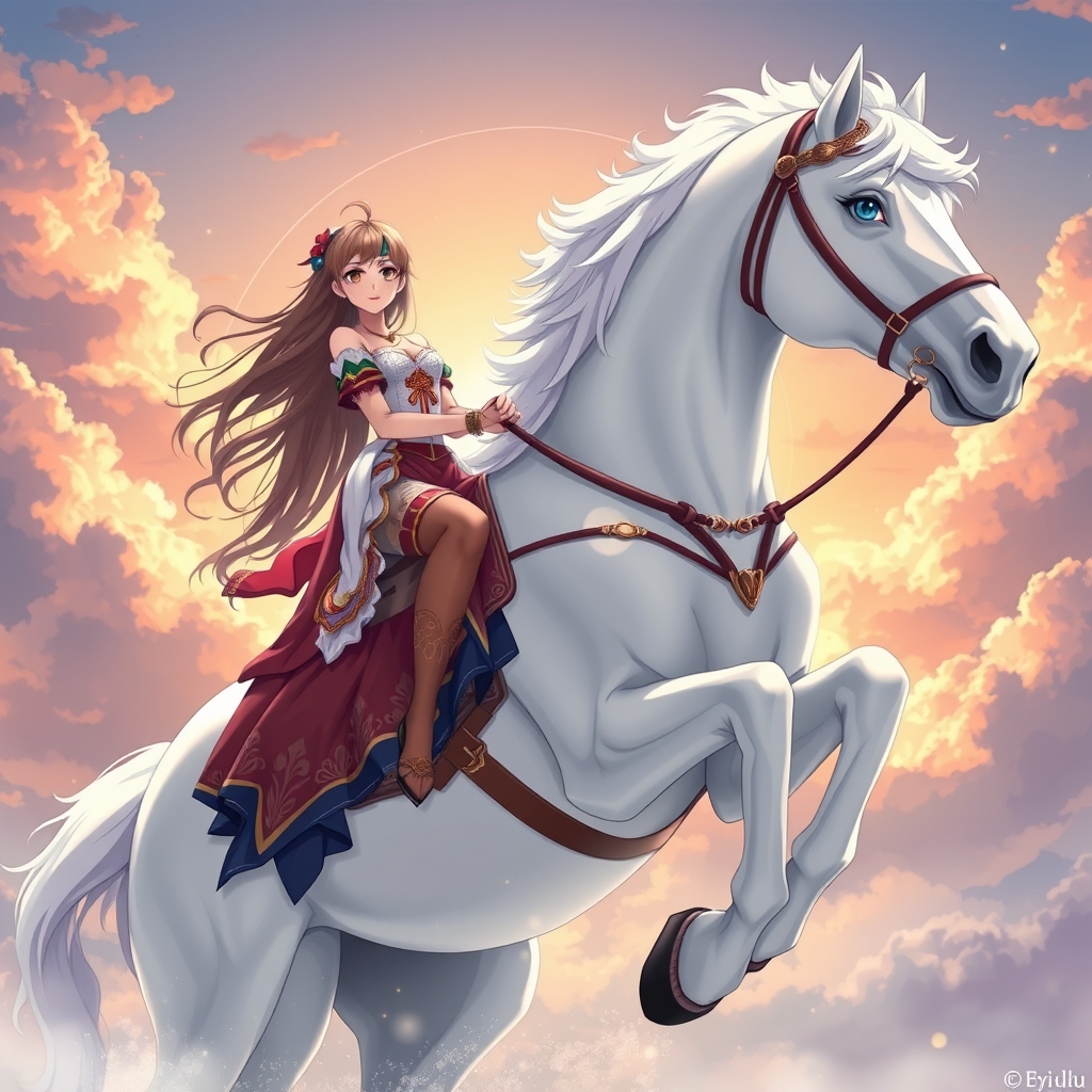 عکس دختری خیلی زیبا سوار اسب سفید باشکوه شده
2