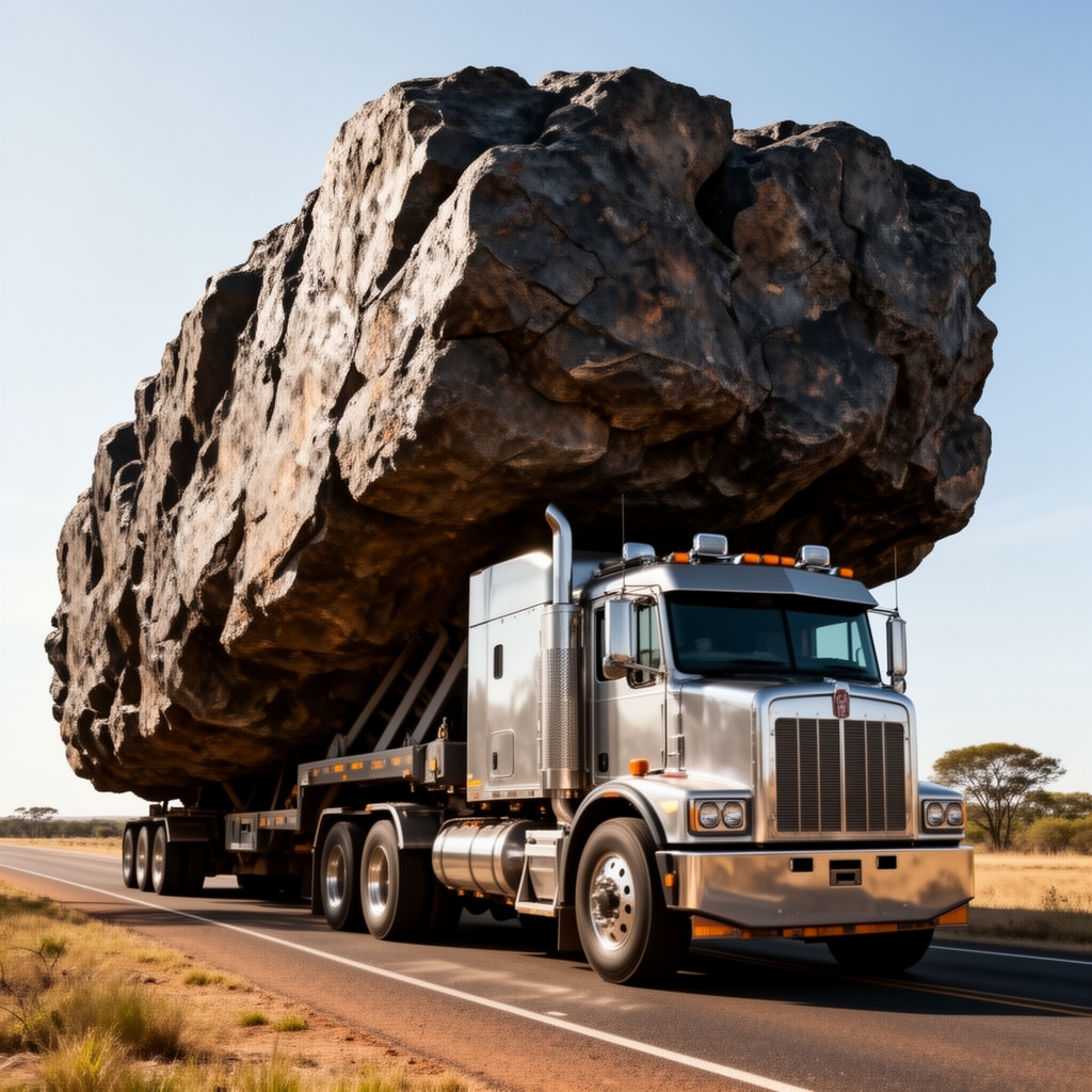 بردن یک بار خیلی خیلی خیلی  بزرگ و سنگین با یک کامیون خیلی قدرتمند2