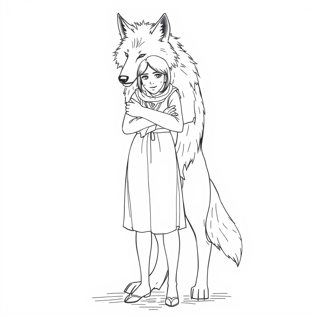 تصویر یک زن جوان و زیبا که بخاطر اینکه کسی نتواندبه زن آسیب برساند.! زن در آغوش گرگ پناه گرفته.گرگ مثل انسان روی دو پا ایستاده . زن زیبا را در آغوش گرفته.تا بیگانه نتواند به زن آسیب برساند.گرگ طوری از زن محافظت می‌کند که هیچ کسی جرات نزدیک شدن را ندارد.!3