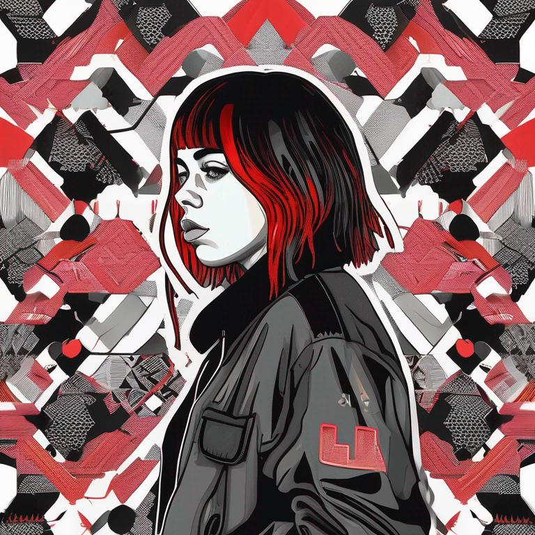 عکس بیلی آیلیش با مو های قرمز و مشکی که در حال راه رفتن است8