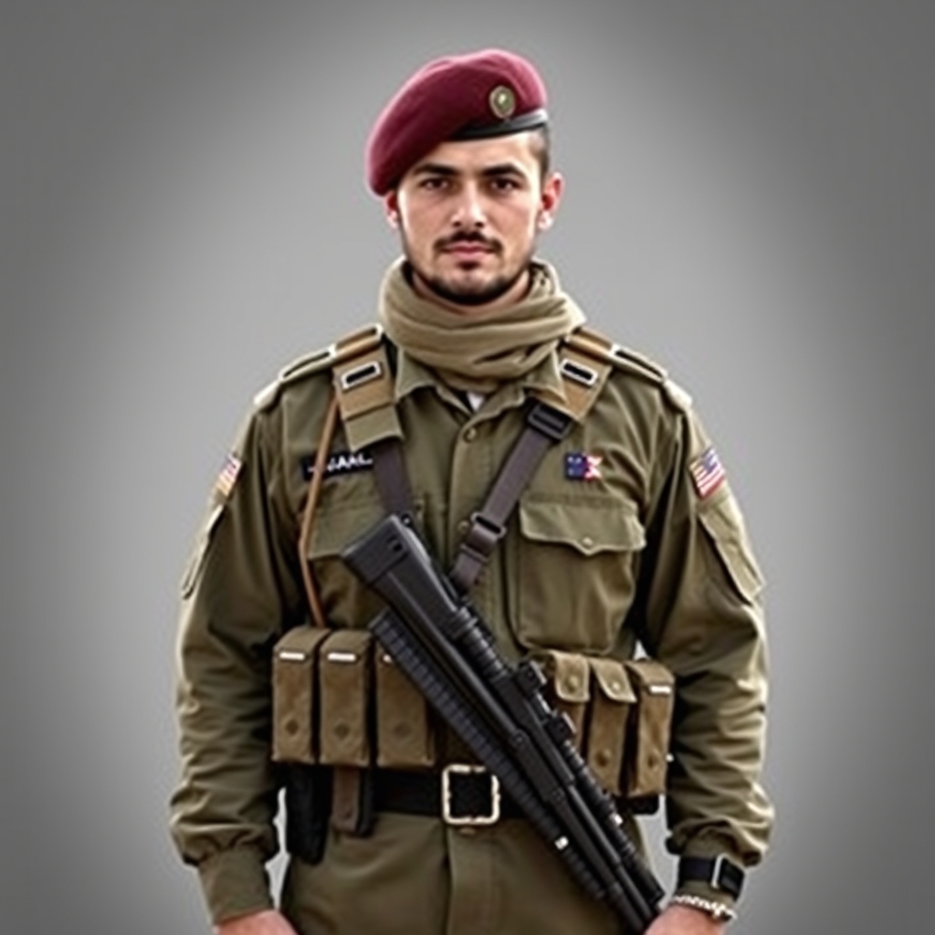 یک عکس با لباس نظامی افغانستان کماندو با عکس من2