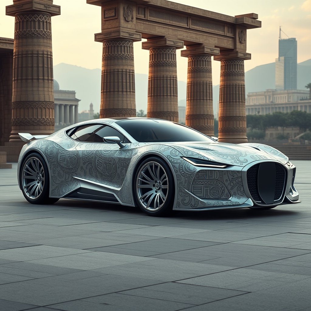 یک ماشین با طرح های باستانی هخامنشیان و کورش کبیر10