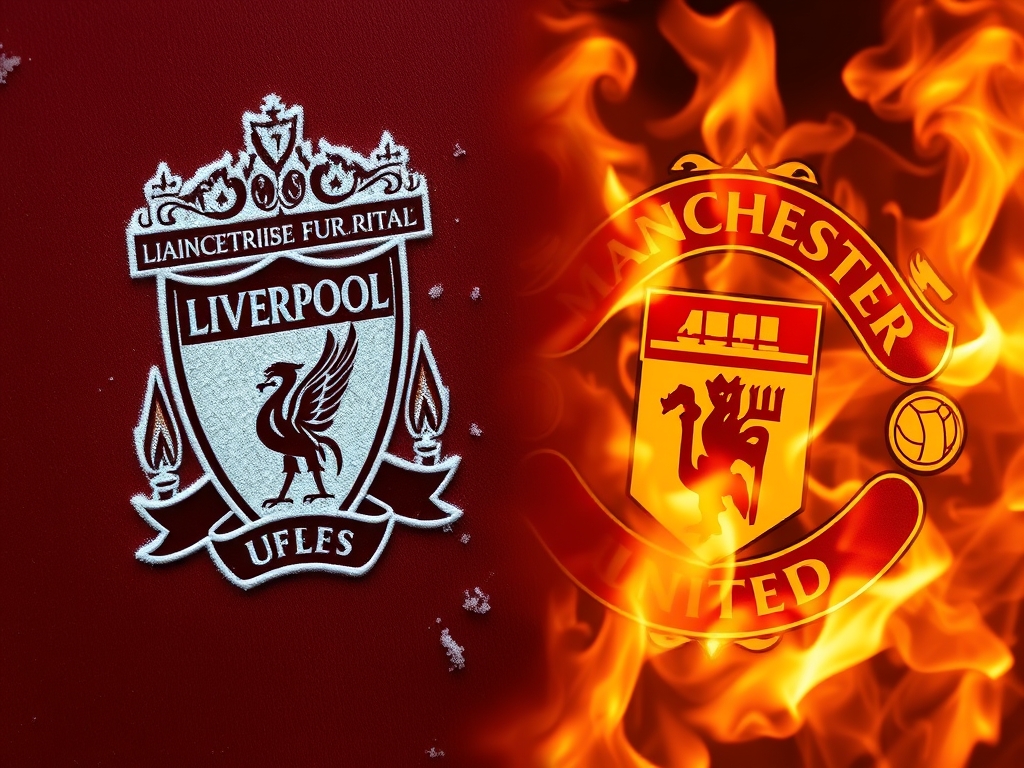 لگوی ليورپول که چسبیده به لگوی منچستر یونایتد و طرف ليورپول یخ و طرف منچستر یونایتد آتش است 22
