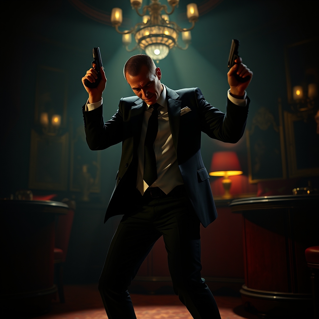 عکس هیتمن که داره با تفنگ میرقصد.14