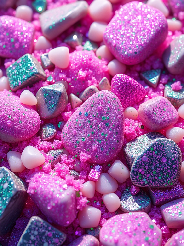 سنگ های ریز و درشت و اکلیلی صورتی و سبز 12