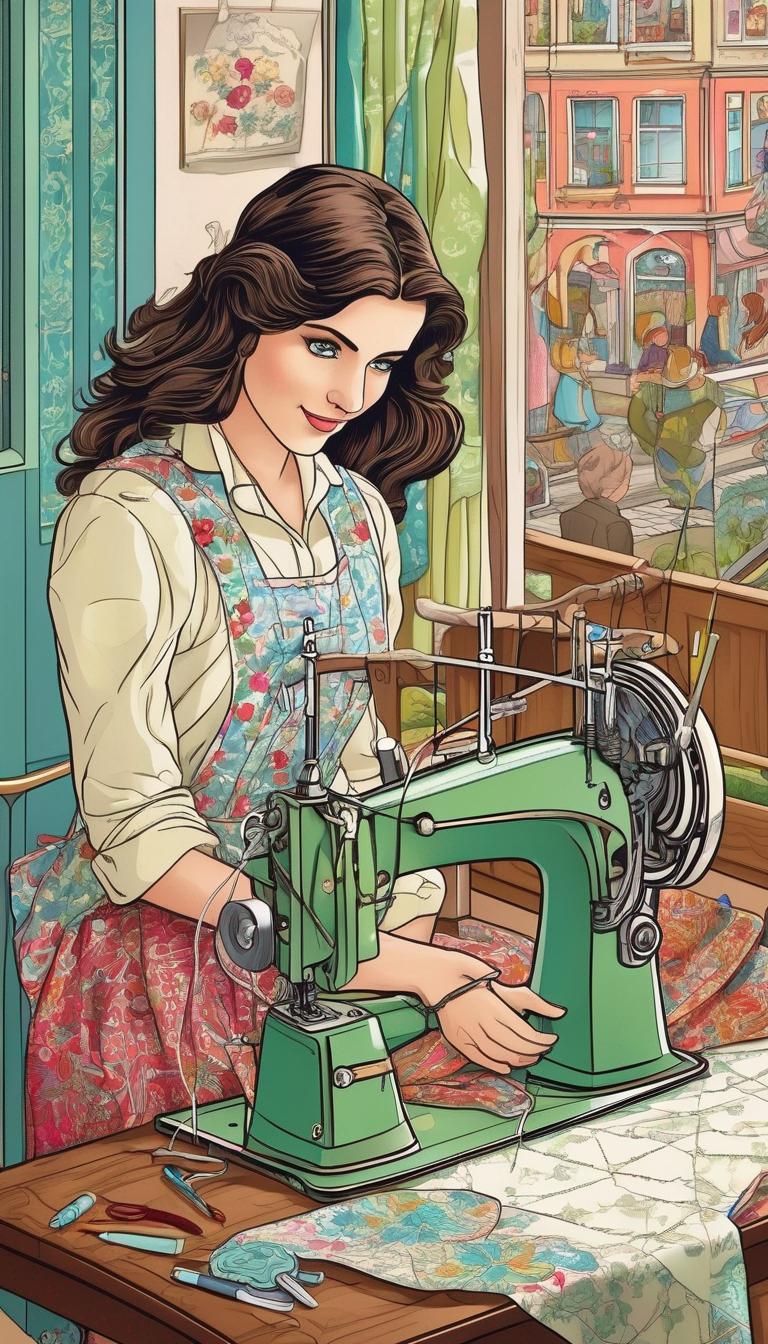 دختری زیبا با چشم های رنگی که در حال خیاطی میباشد..ومردی درکنارش ایستاده و میگوید دوستت دارم عش 13