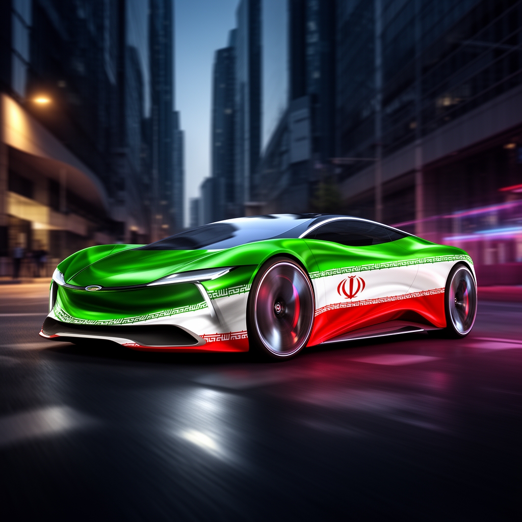 یه خودرو ساخته شده از پرچم ایران، پیشرفته اتوماتیک و خوش استایل1