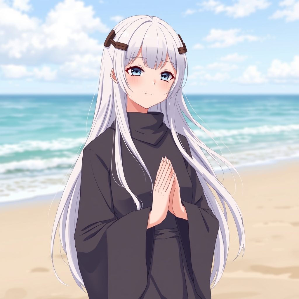 یک دختر ۲۰ ساله با لباس های خیلی لش با موهای سفید خیلی بلند با گیره مو 5