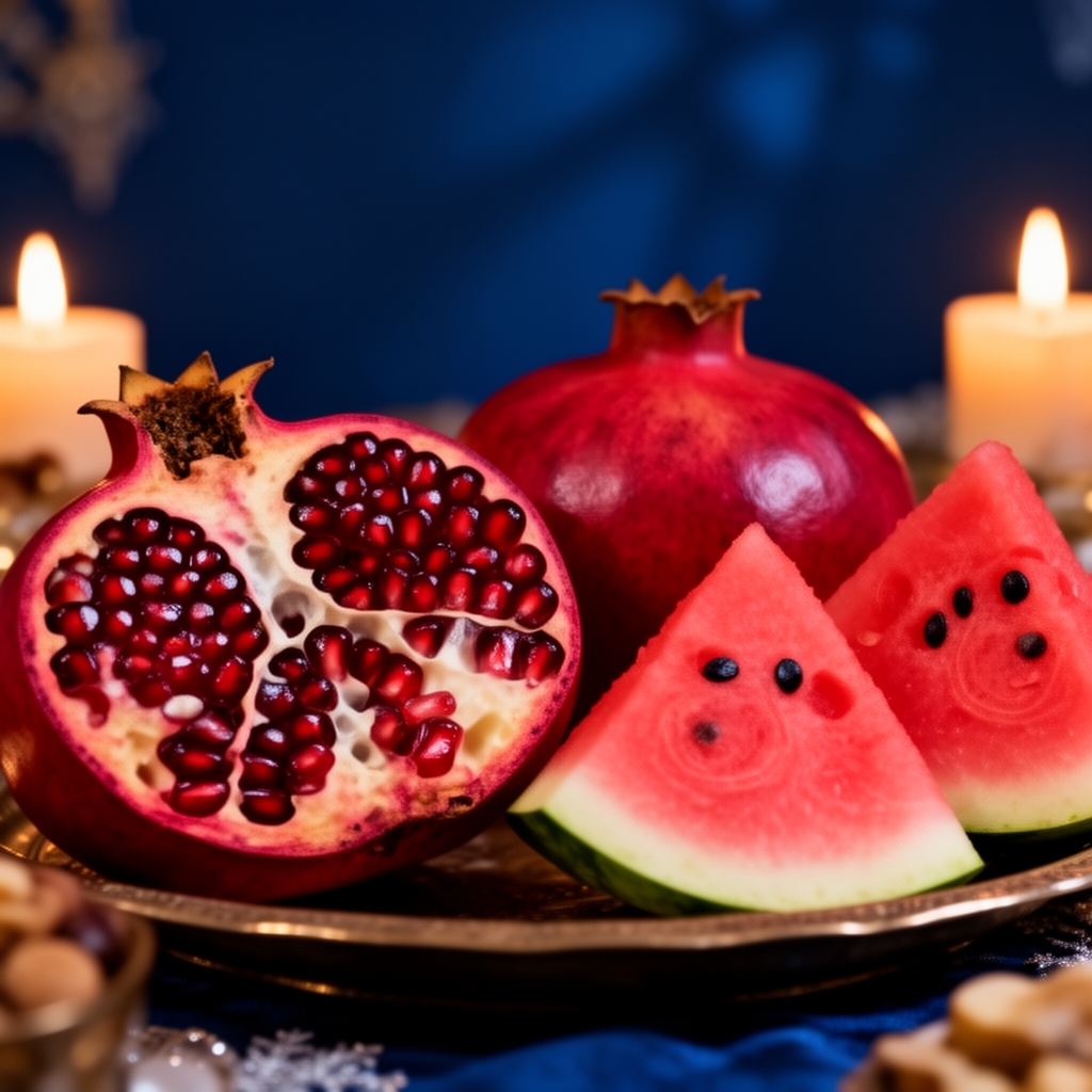 عکس یلدایی میوه انار و هندوانه 4