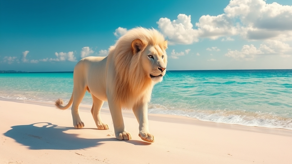 شیر سفیدی که در کنار دریا راه میره15