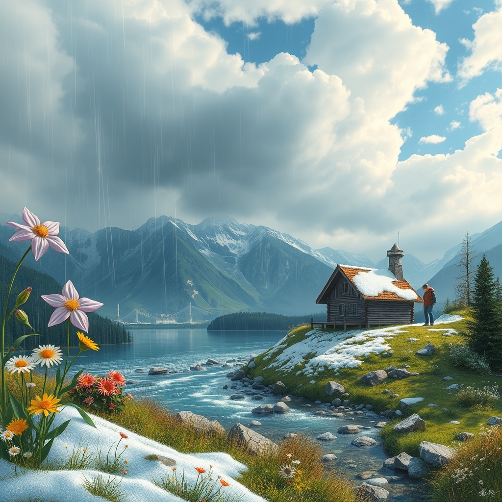 طبیعت زیبایی گلها باران برف دختر پسر کلبه کوه رودخانه آسمان ابر آب 20