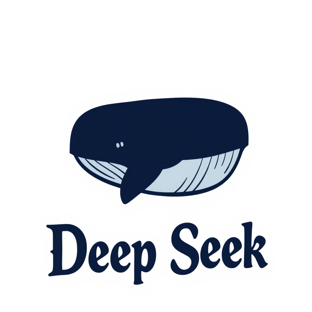 لوگو وکتور نهنگ ساده سیاه با پس زمینه سفید که زیر آن نوشته شده باشد "Deep Seek"
با فونت فانتزی            3